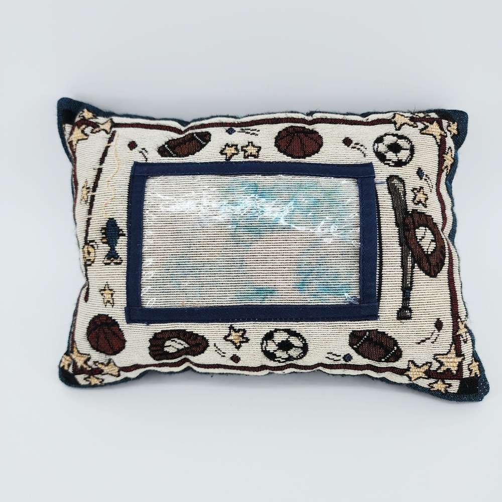 Vintage Sport Tapestry 6x4 Picture Frame Pillow Retro Woven Plush 90s Decor 11x8